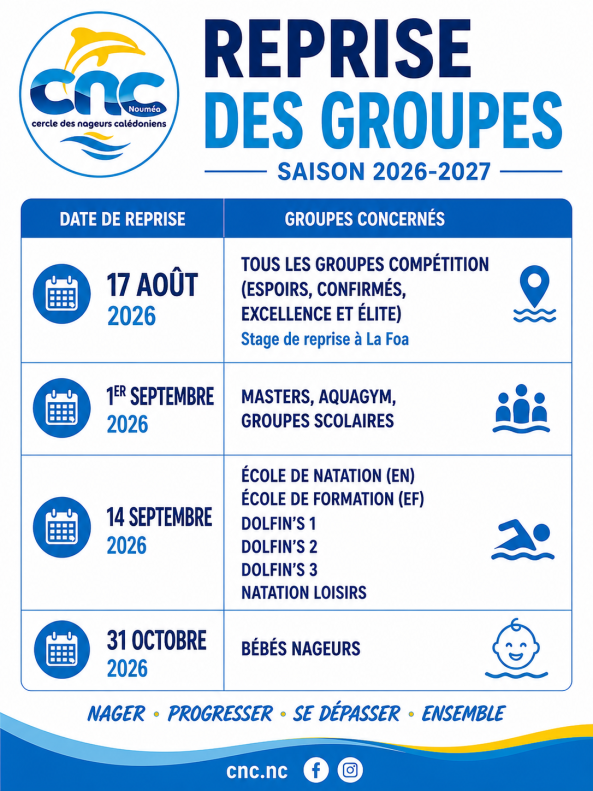 Saison 2026-27 : réouverture du club 24 Août